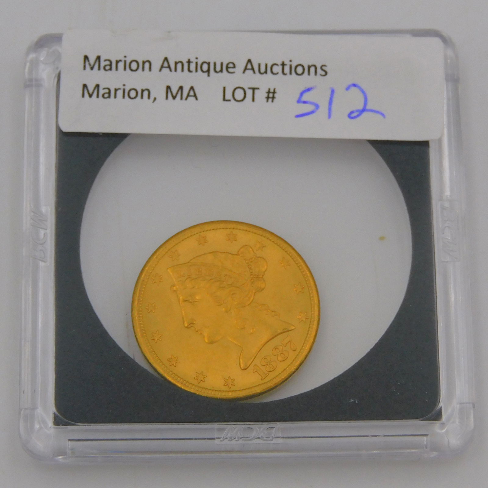 1887-S $5 Liberty head gold coin, 8. 3 grams, (1 of 2)