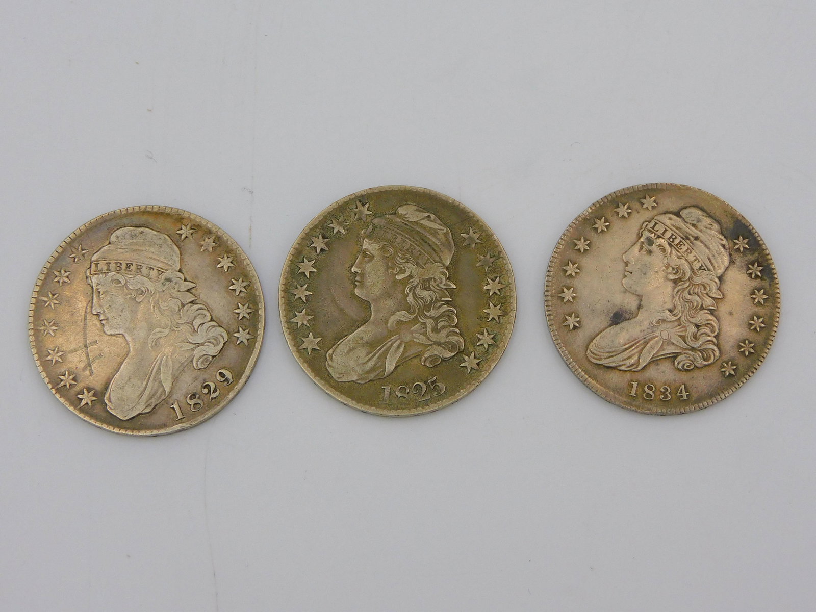 (3) bust half-dollars, to include 1825, 1829, (1 of 2)