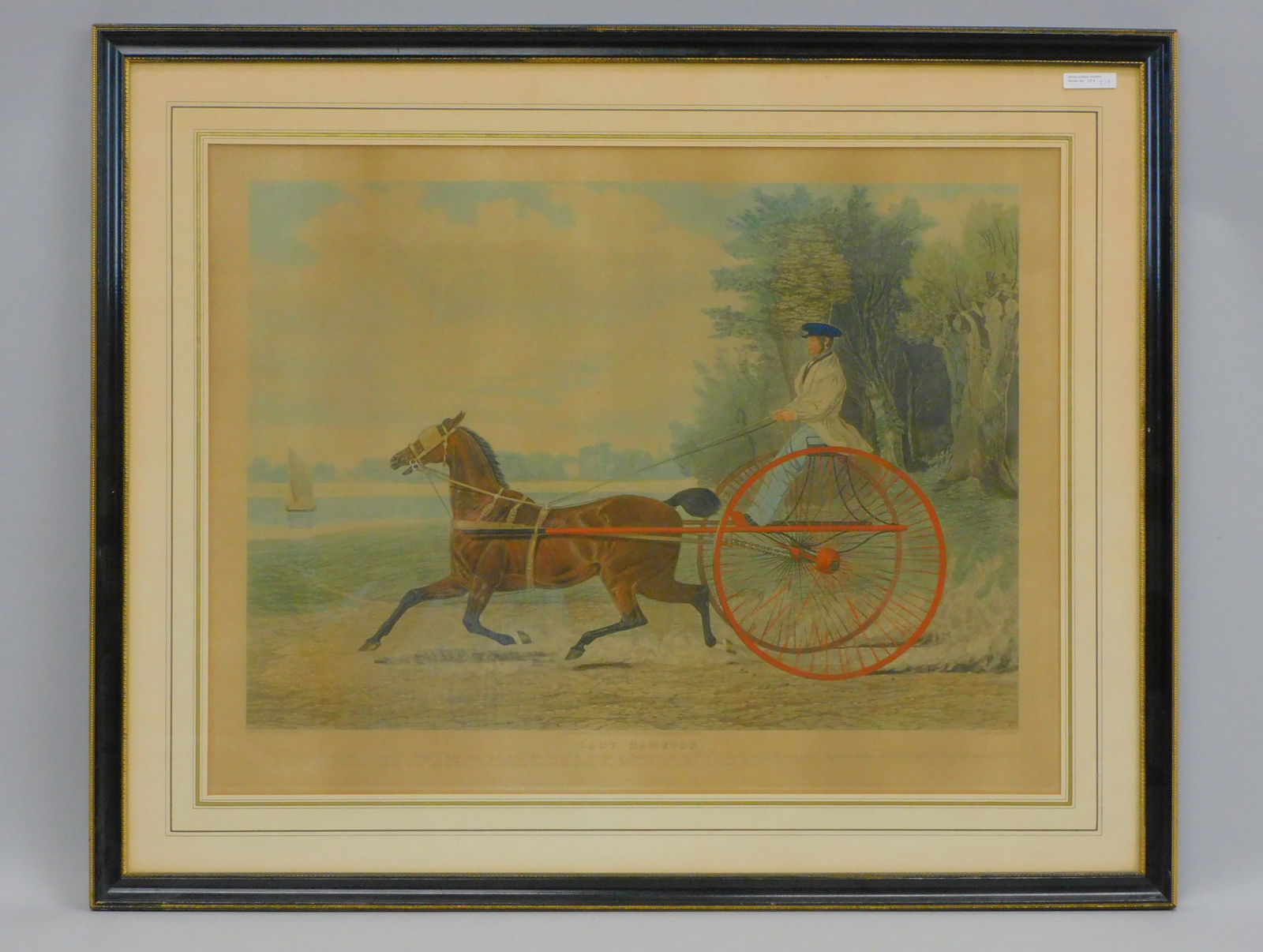 Trotting hand colored engraving titled "Lady (1 of 5)