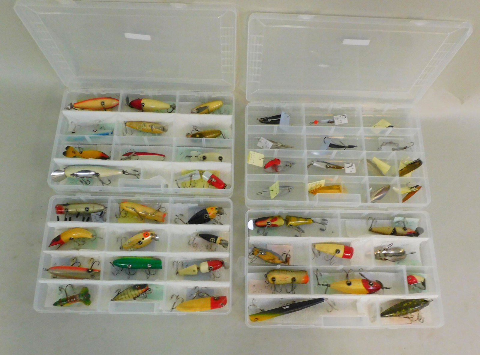 Lot of 4 trays of 47 vintage lures, spoons, and (1 of 1)