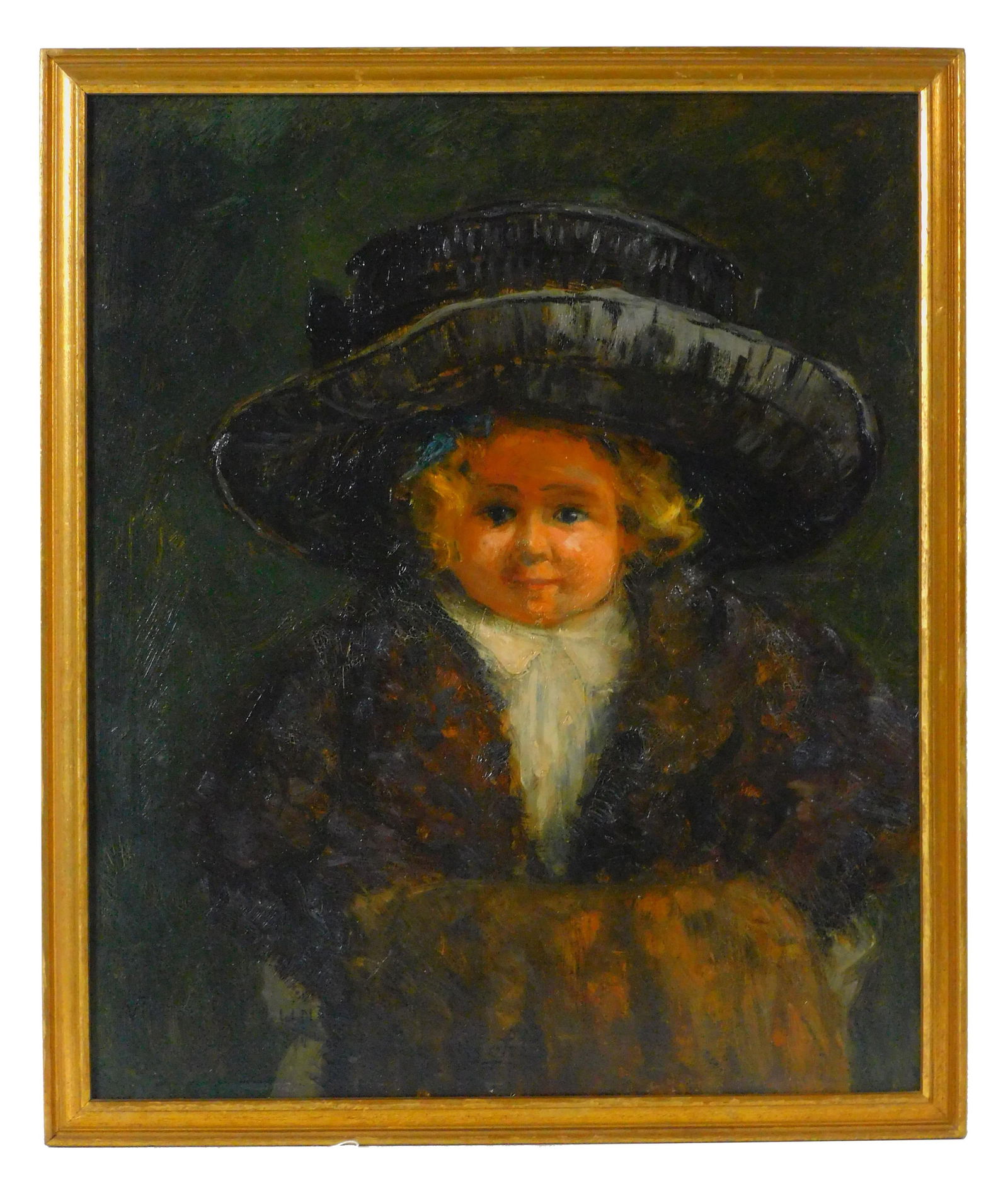 Louis Aston Knight (1873-1948, New York,: California, France) dated 1910. Portrait of Victoria (nee Frelinghuysen) Bates 1907-2002. Oil on board signed, dated and inscribed lower left. Sight size 21 3/4" high by 18". Overall 23 1/2" high by 1