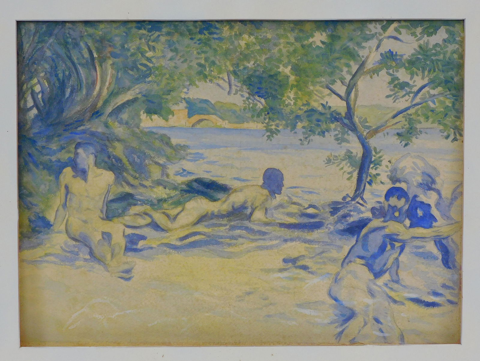 After John Singer Sargent. The Bathers. Early: 20th-century. Unsigned. Sight size 13 1/4" by 18 1/4". Overall size 25 1/4" by 28 1/4". Watercolor and mixed media on paper. Mounted on cardboard. Worcester Art Museum Object Number 1917.91.