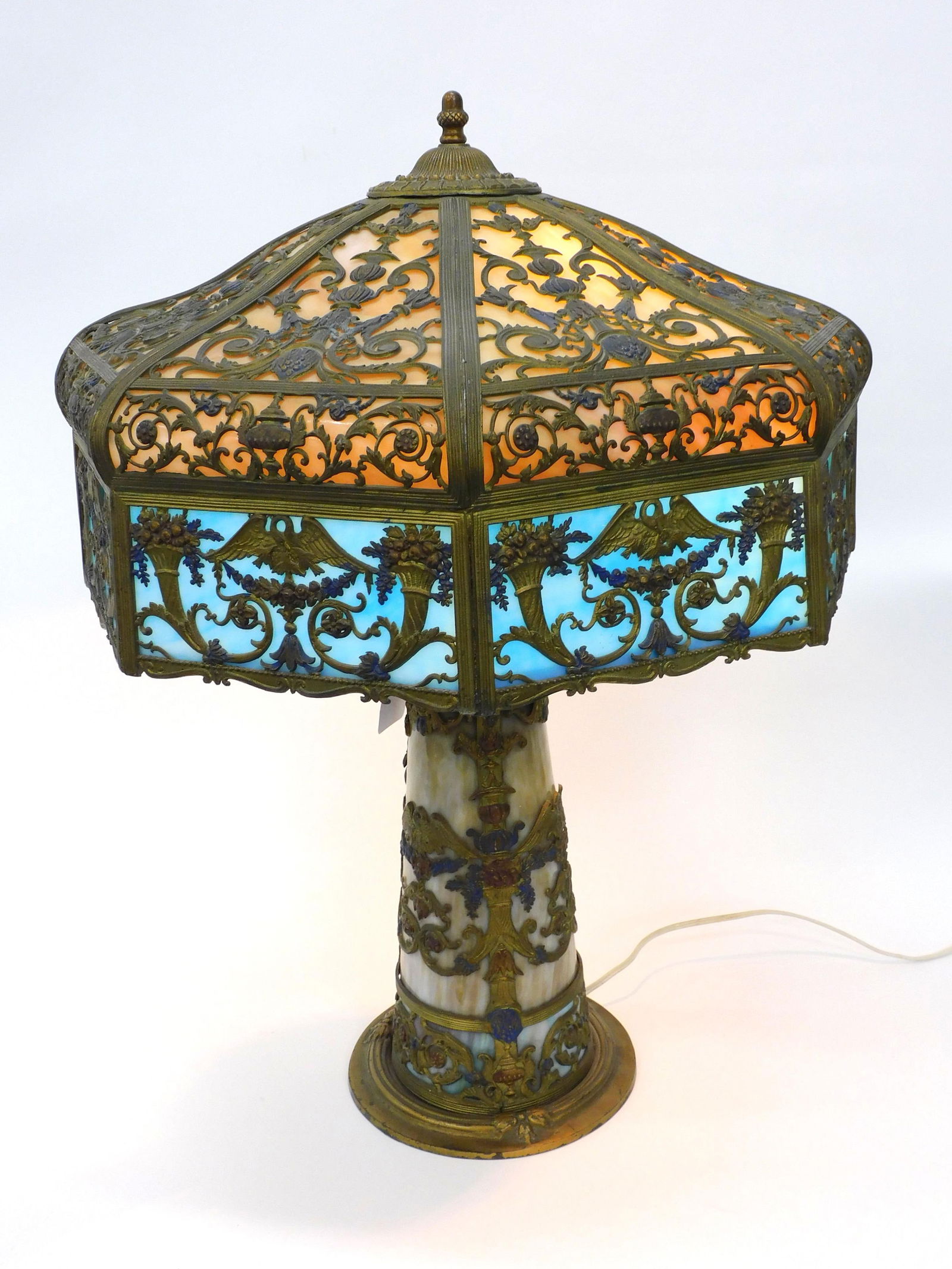 N.W.A.S. Co. Slag Glass lamp. Early 20th c. (1 of 7)
