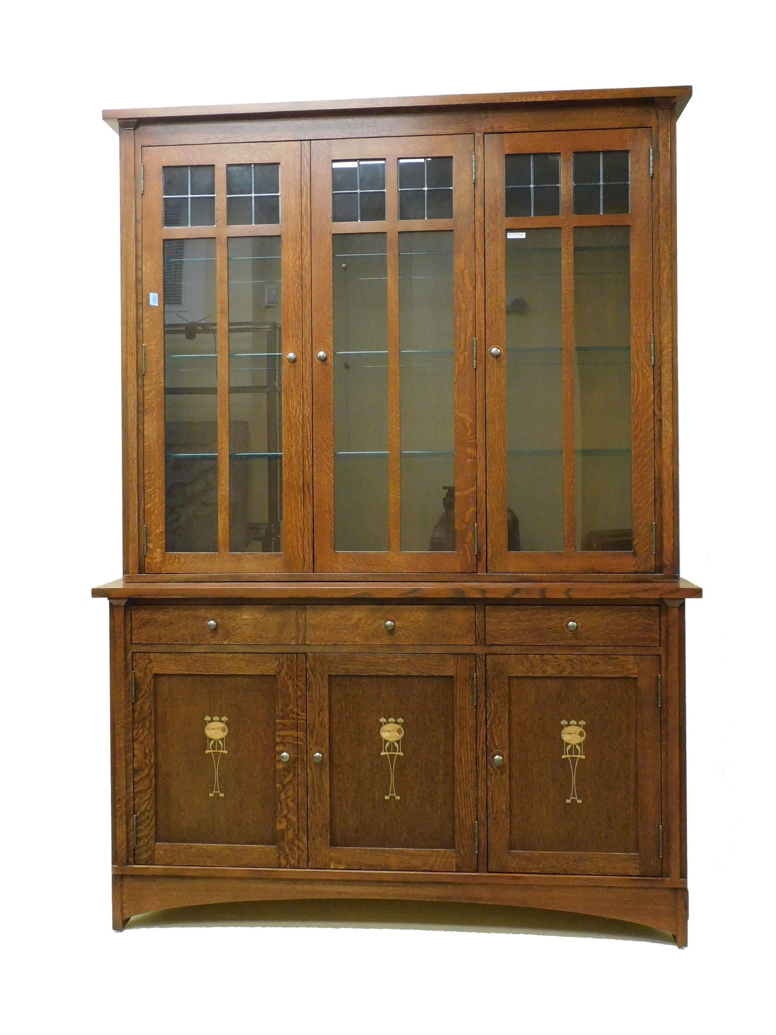 Stickley oak breakfront china cabinet with Harvey (1 of 2)