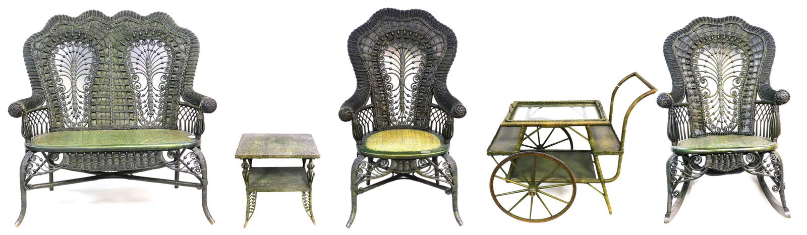 (5) piece Victorian wicker parlor set. To (1 of 15)