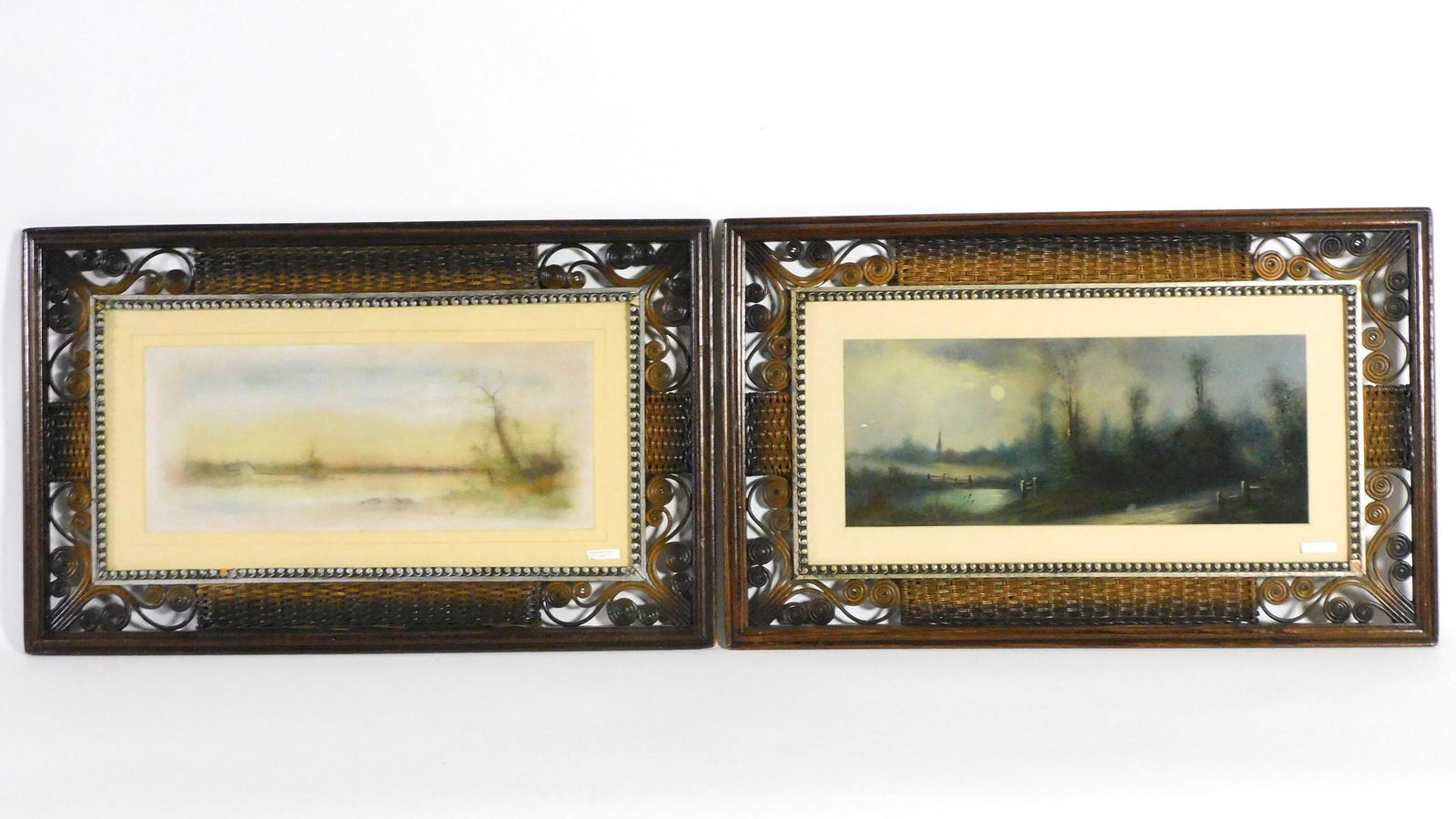 (2) matching rare wicker Victorian frames, circa (1 of 3)