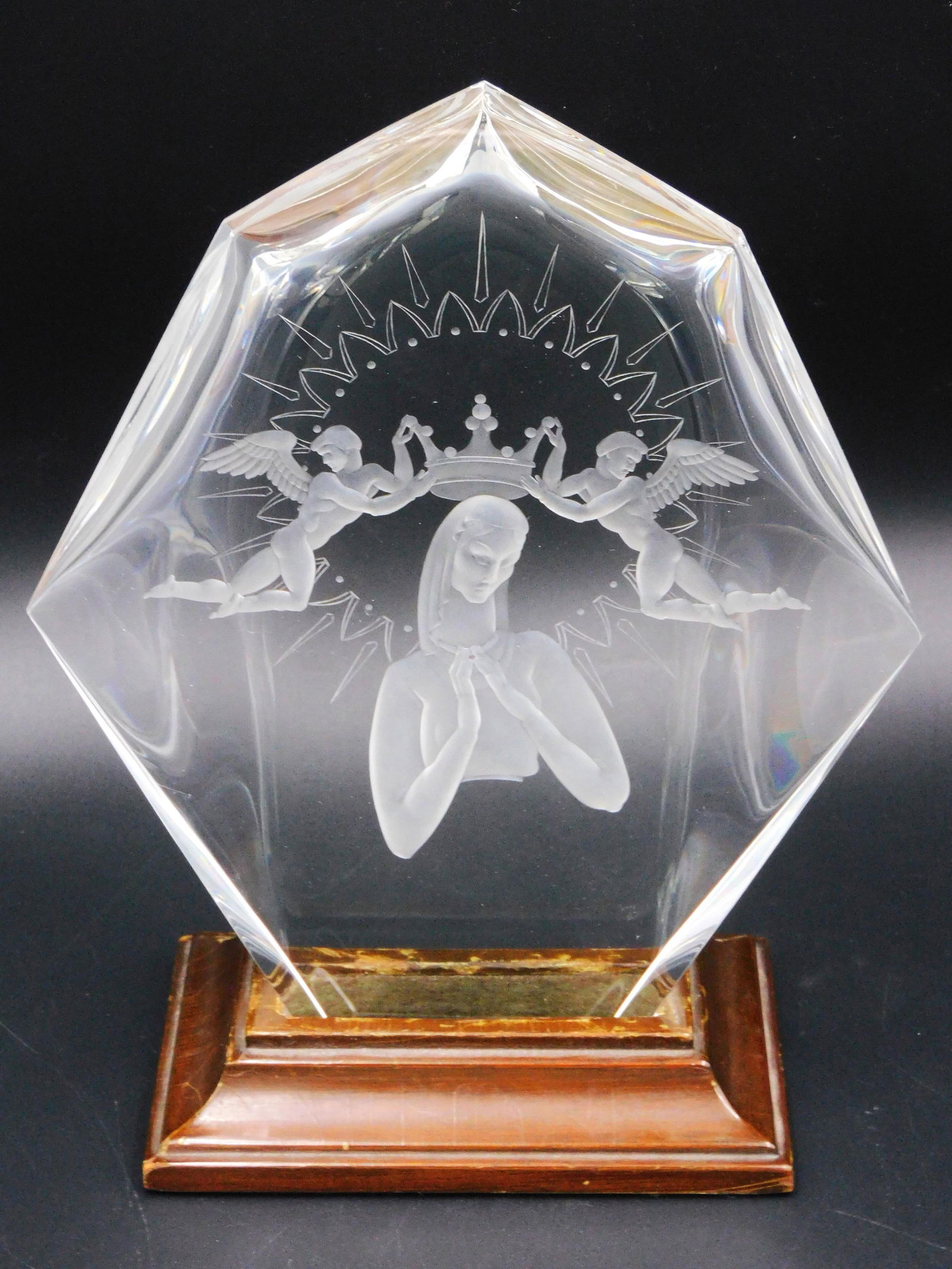 Steuben crystal sculpture entitled Sancta Virgo (1 of 4)