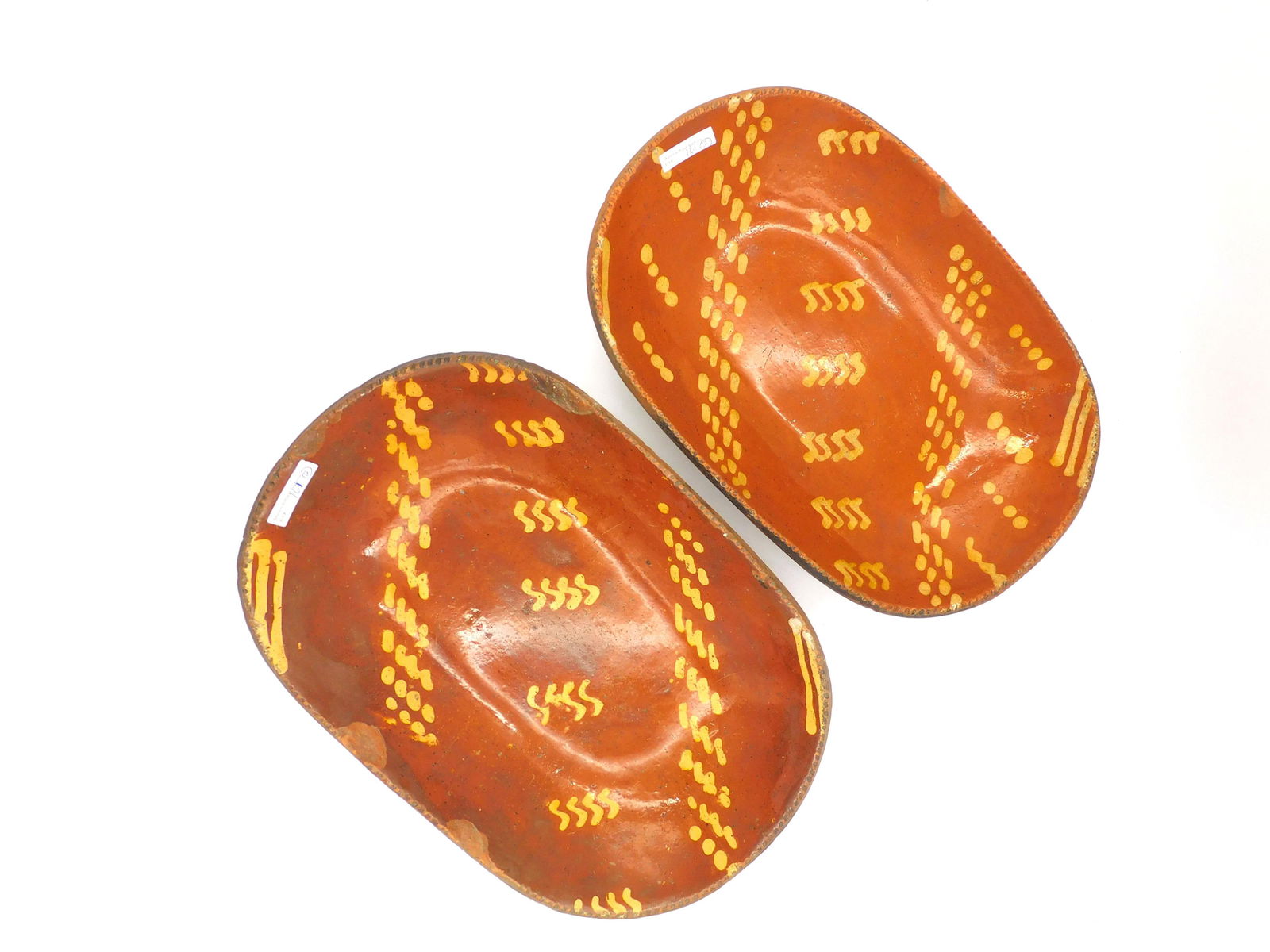 (2) yellow slip decorated redware trenches. (1 of 7)