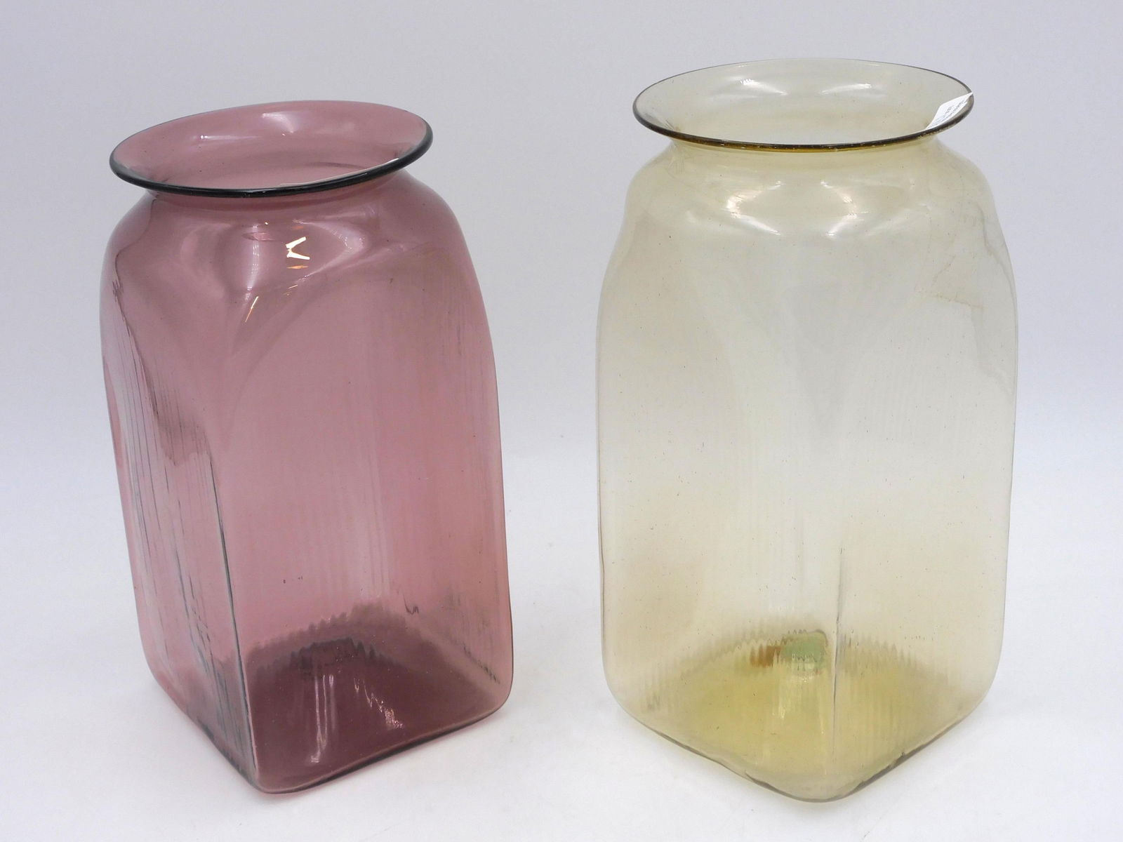 (2) blown glass storage jars. Early 19th century. (1 of 6)