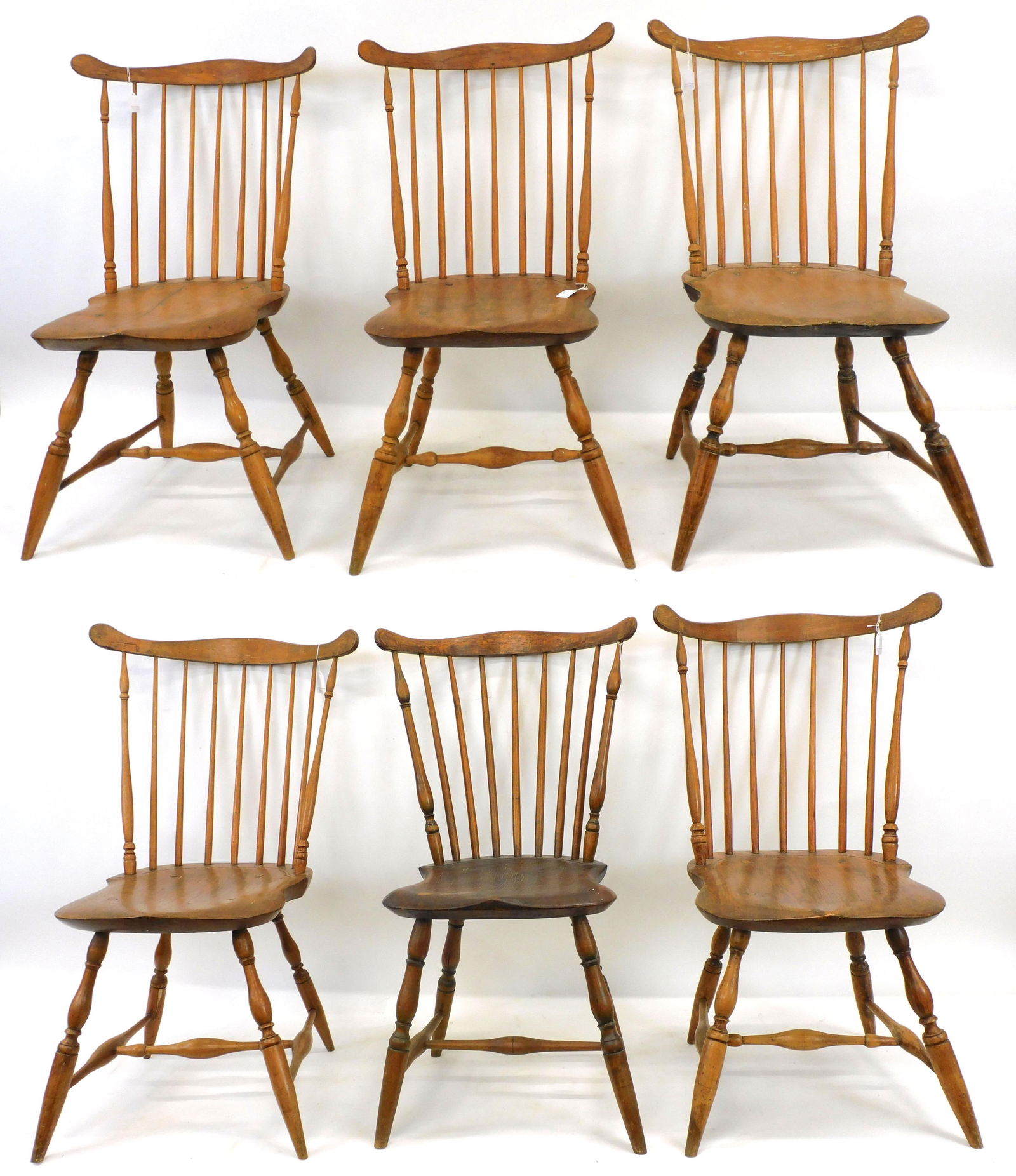 (6) New England fan back Windsor side chairs, (1 of 4)