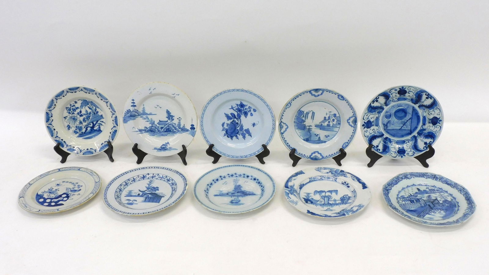 (10) English Delft plates and bowl, 18th century (1 of 6)
