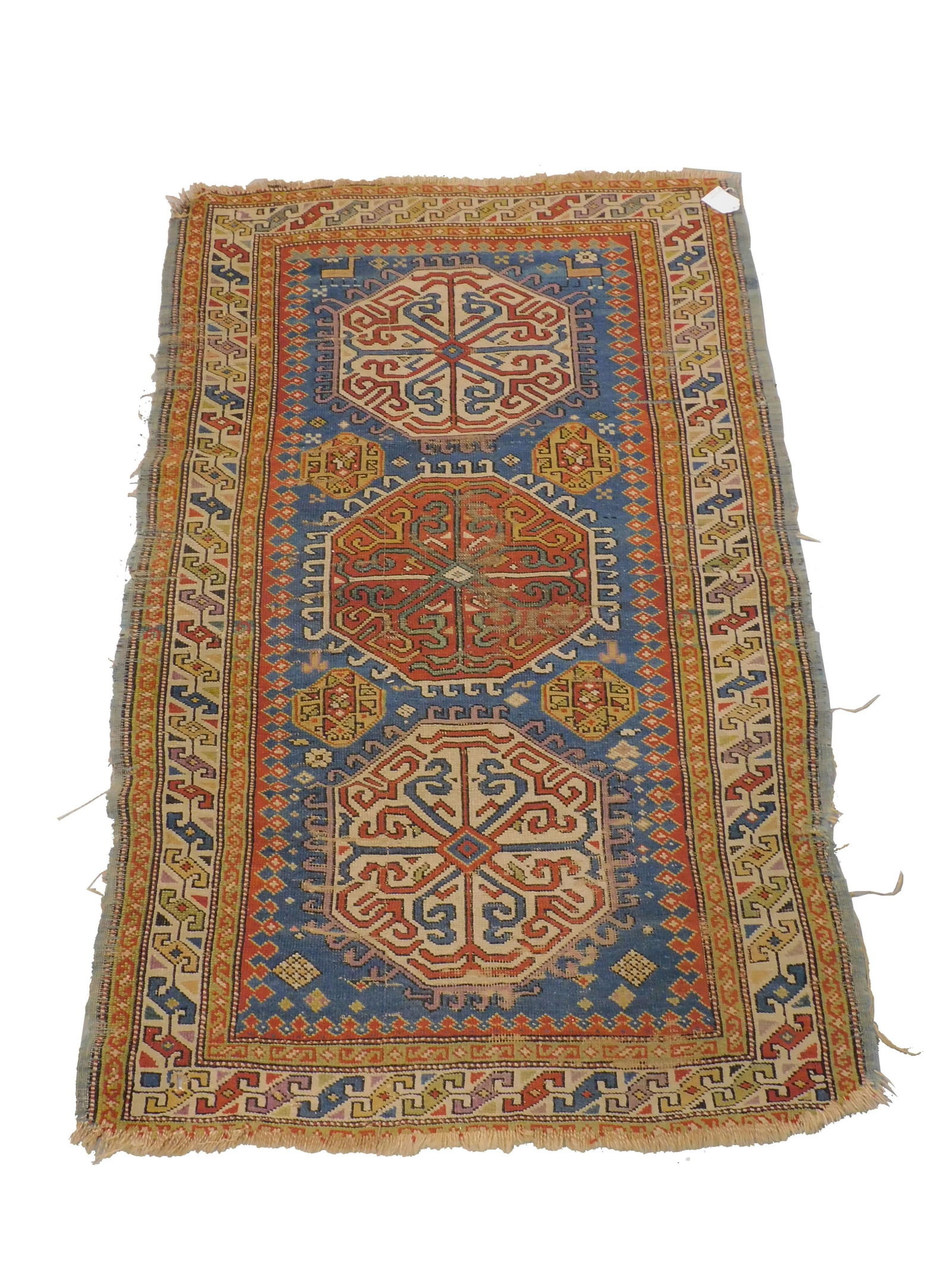 Oriental rug, antique Caucasian, three hexagonal (1 of 3)