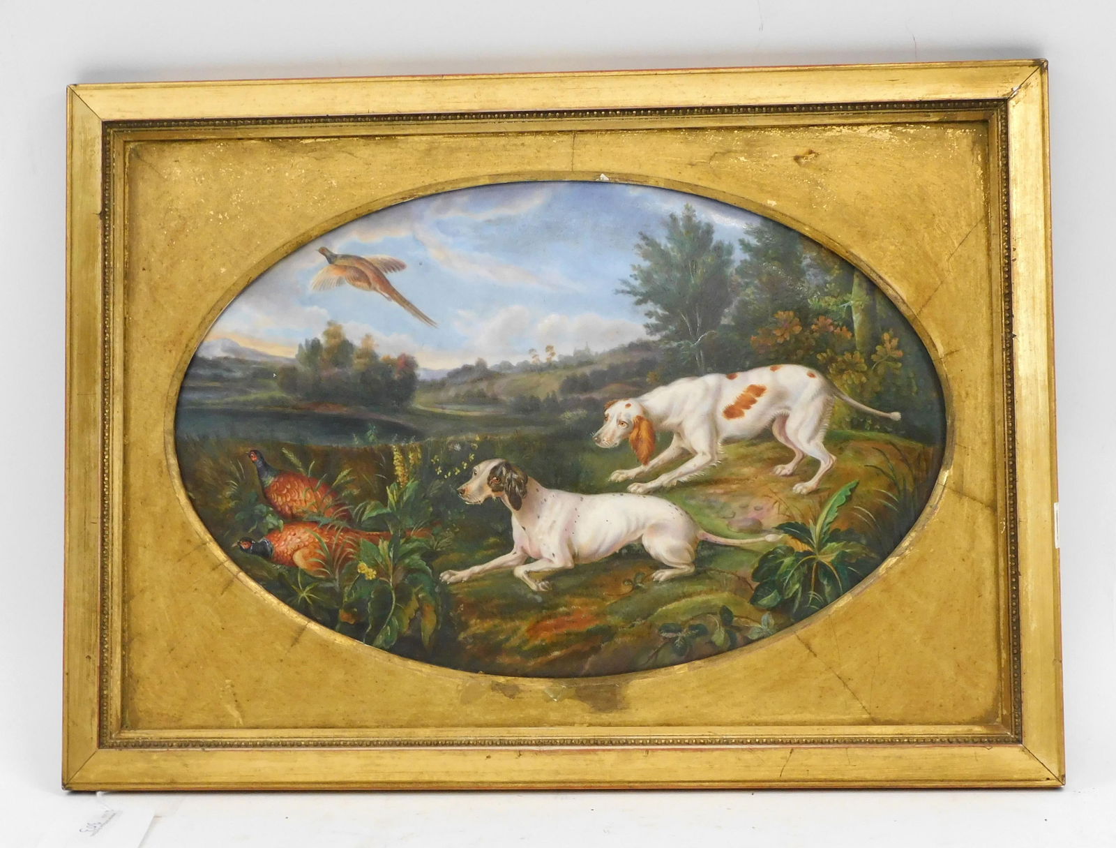 Oval porcelain plaque with hand painted scene (1 of 2)