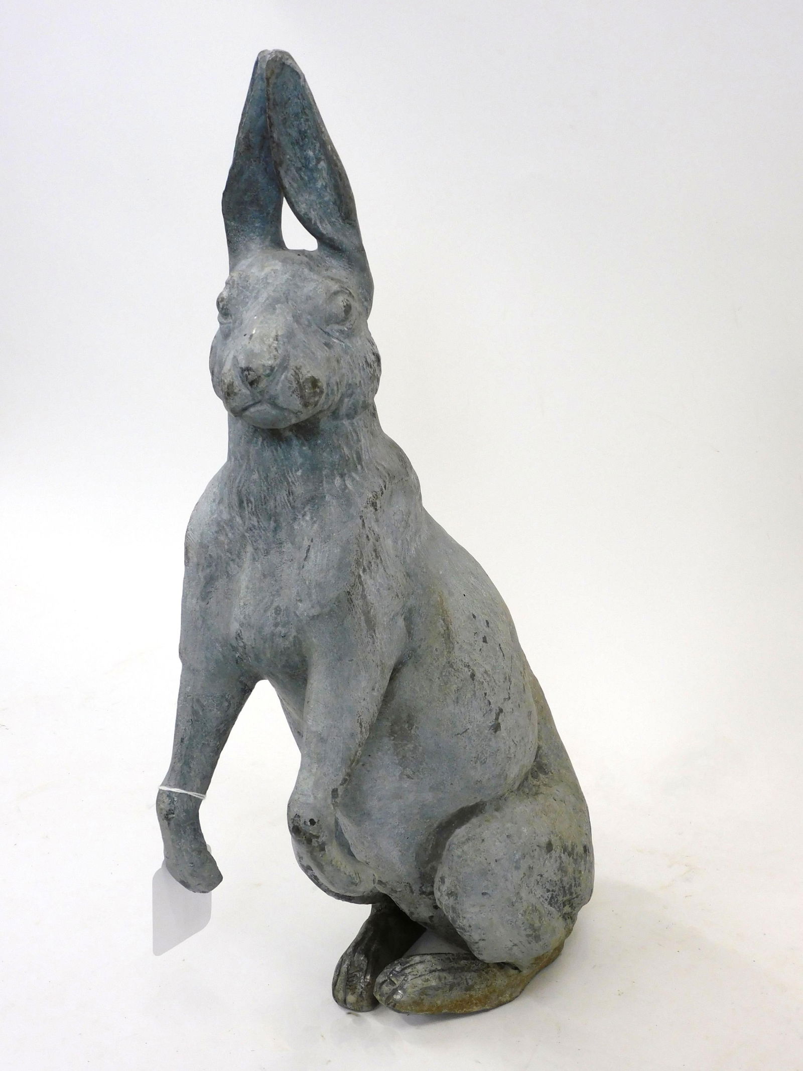 Lead standing garden rabbit, gray patina, 22" (1 of 3)