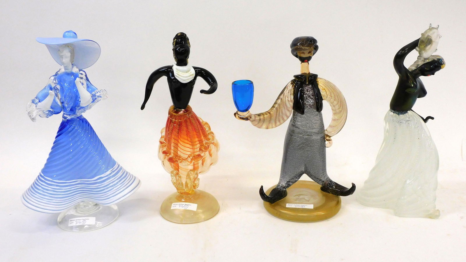 (4) blown Italian glass figurines, 11 3/4" - 12 (1 of 2)