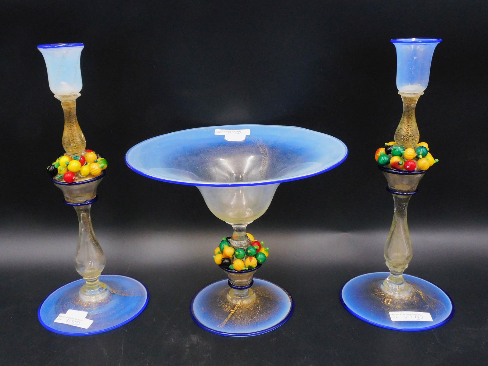 Venetian blown glass, 3 piece console set with (1 of 1)