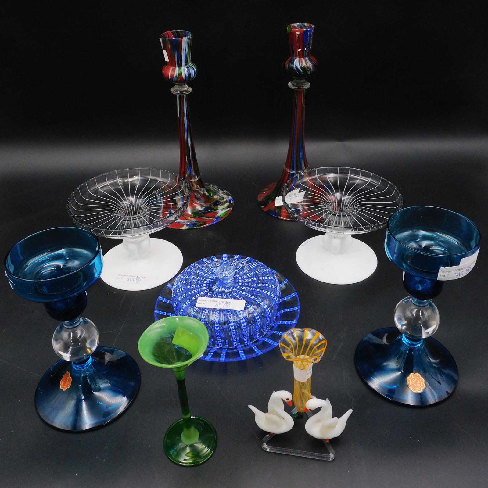 (9) pieces of Italian glass to include two pairs (1 of 3)