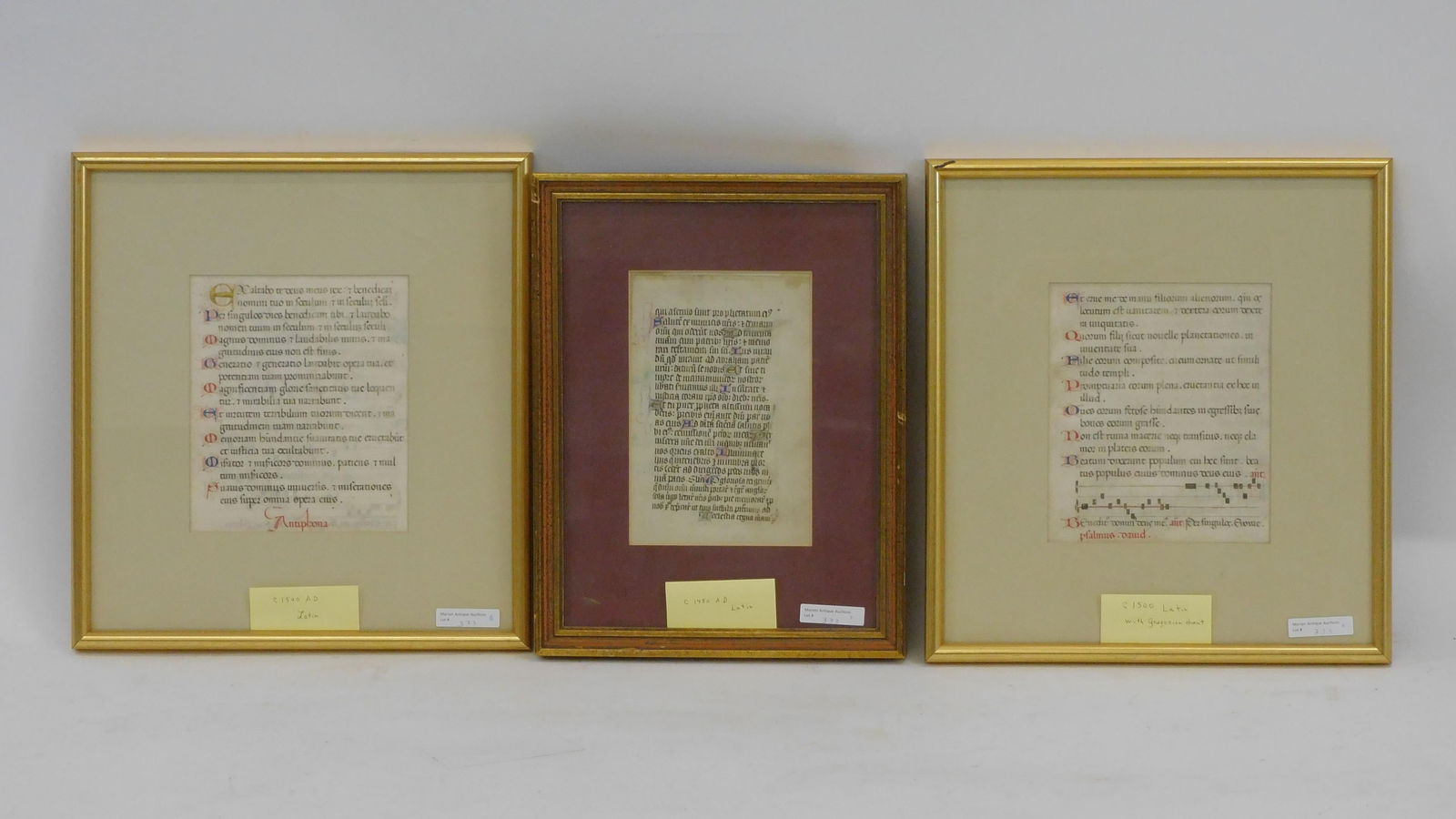 (3) Latin manuscript leaves to include a circa (1 of 4)
