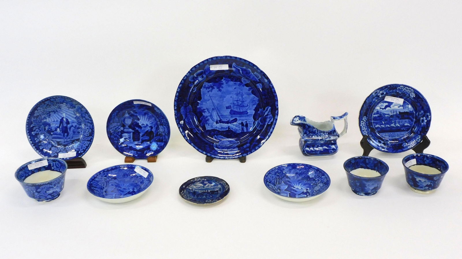 (11) pieces of historic blue Staffordshire. Early (1 of 6)