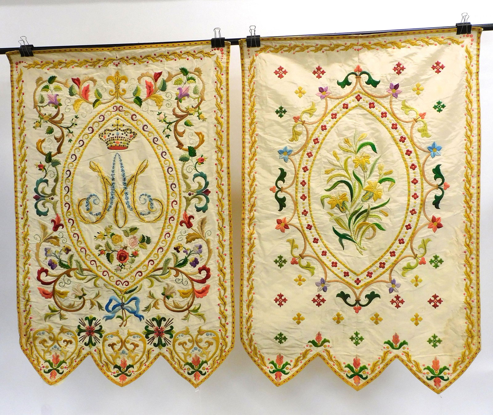 (2) Ecclesiastical altar cloths or hanging. 19th (1 of 10)