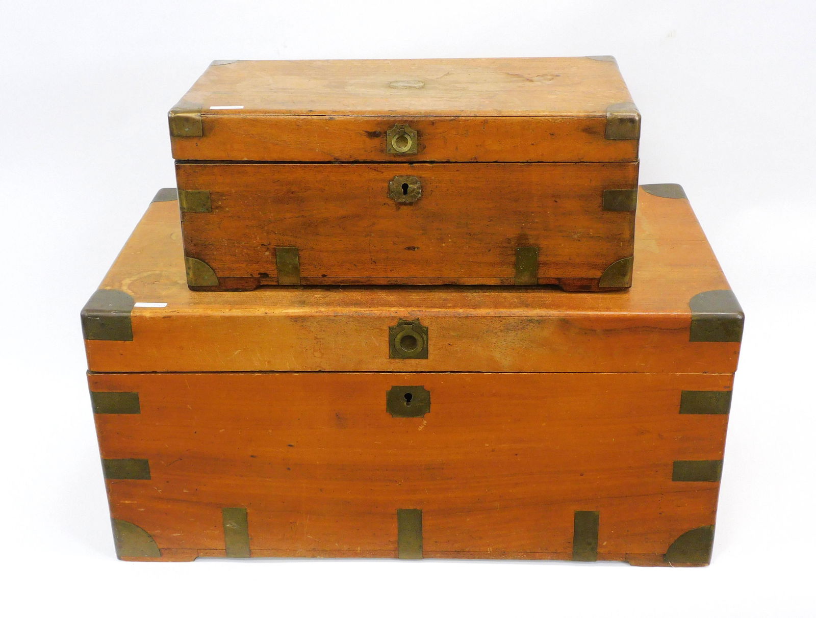 (2) brass bound camphor chests. 19th century. (1 of 7)