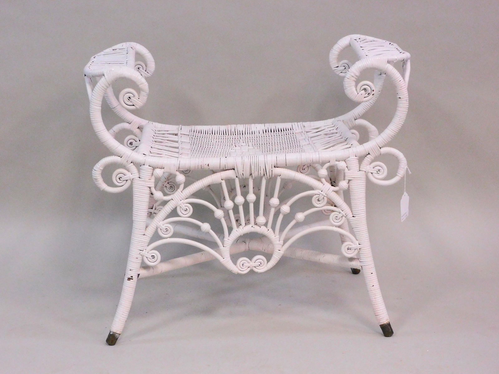 Victorian wicker Turkish bench. Circa 1890. Also (1 of 2)