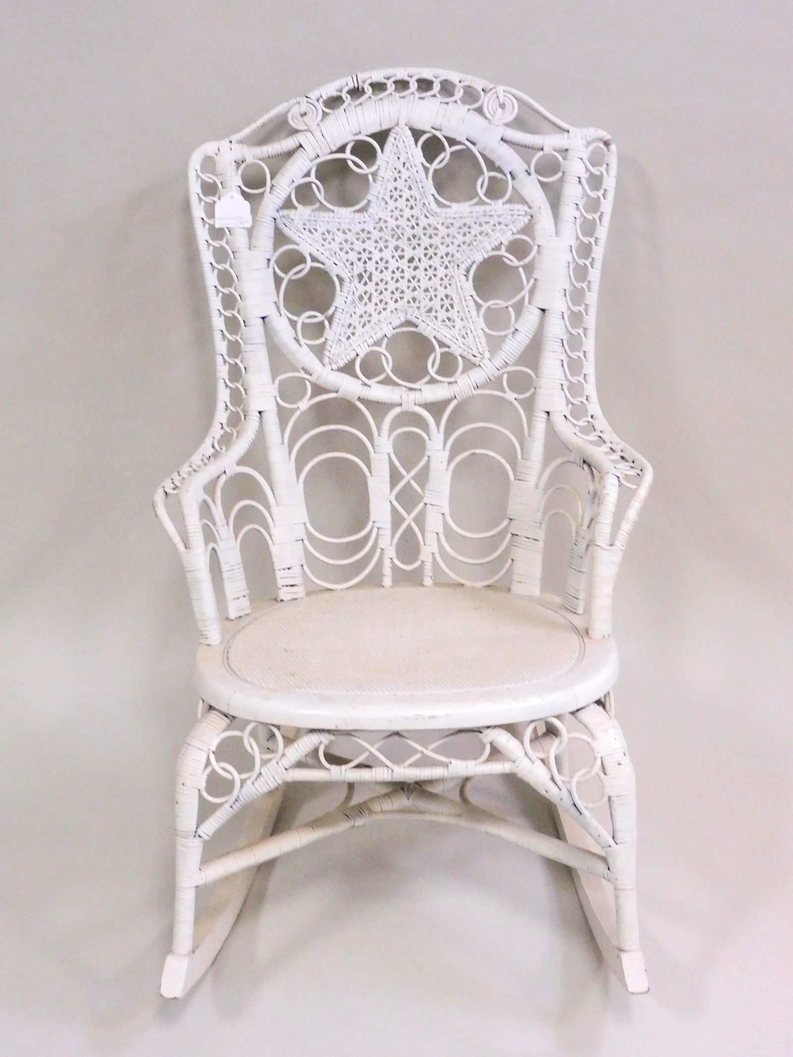 Victorian wicker theme back rocker, circa 1880. (1 of 3)