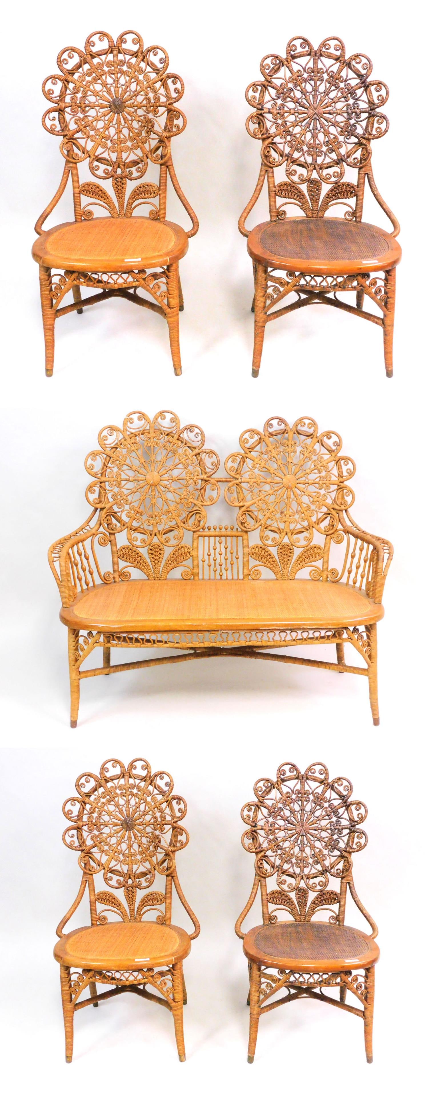 Exceptional Victorian wicker (5)-piece parlor (1 of 5)