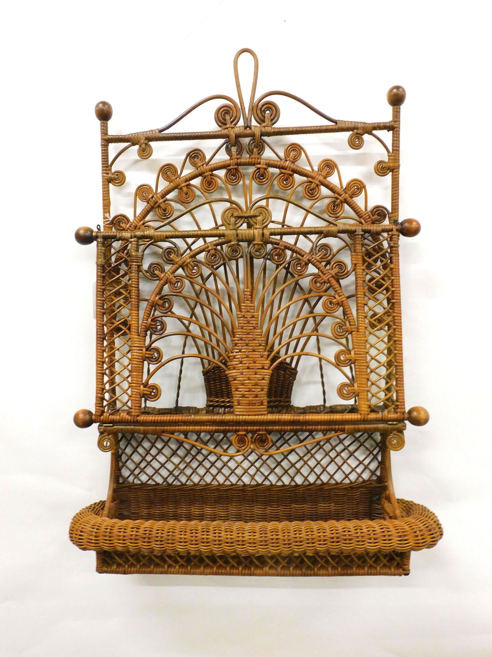Victorian wicker hanging magazine rack. Original (1 of 2)