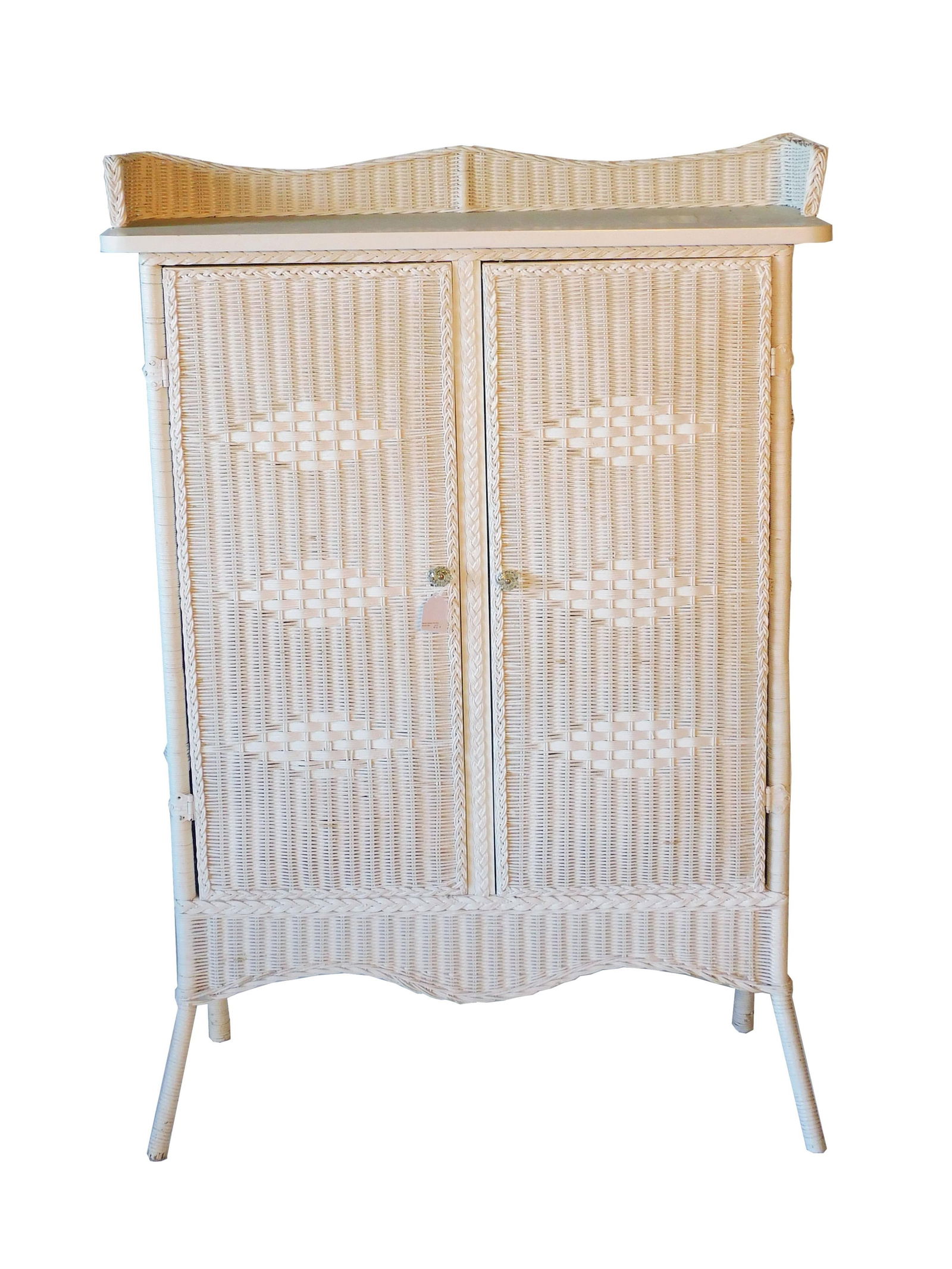 Art Deco wicker two-door cupboard with 3 interior (1 of 1)
