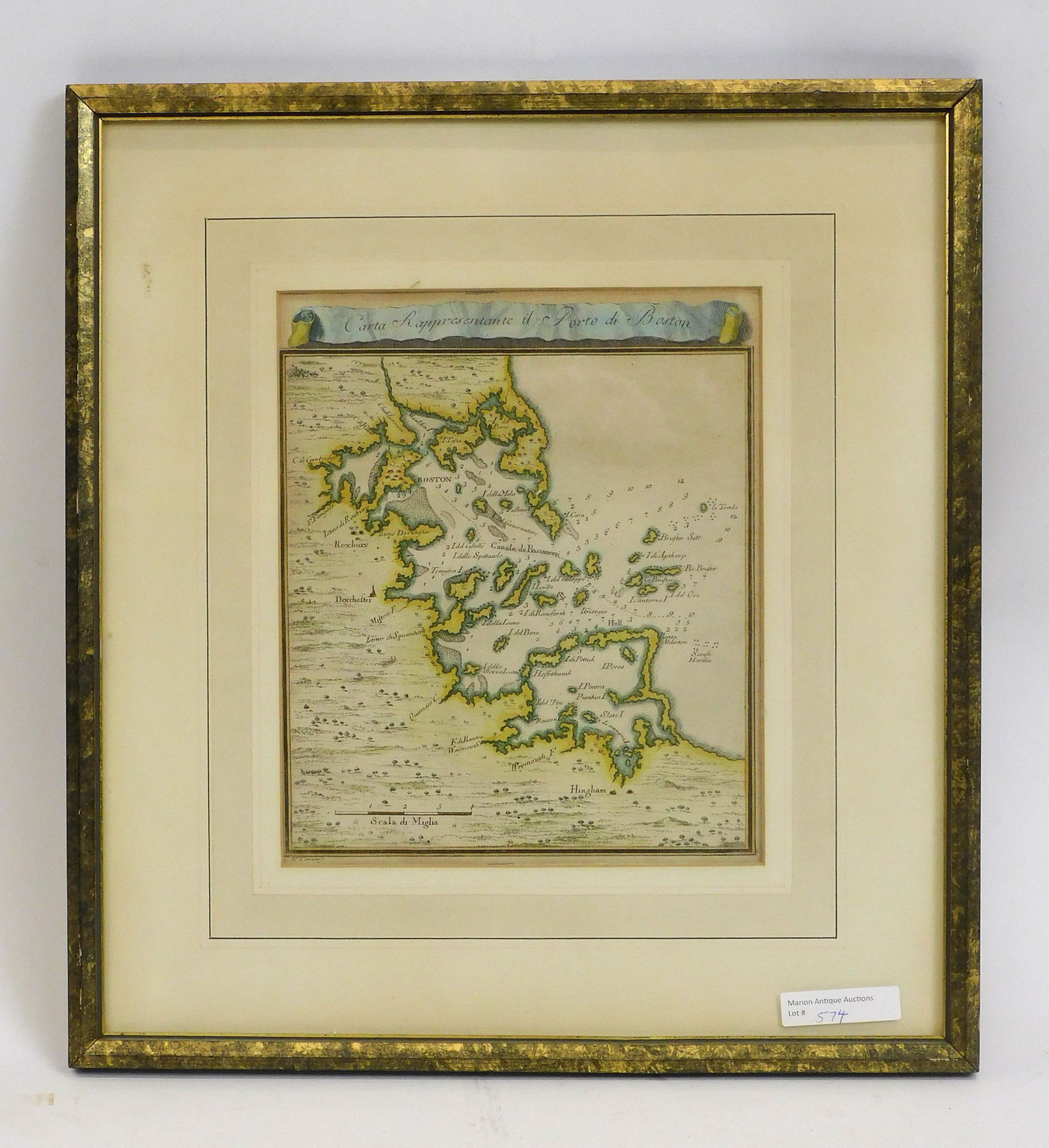 French and Indian War period map Port of Boston, (1 of 3)