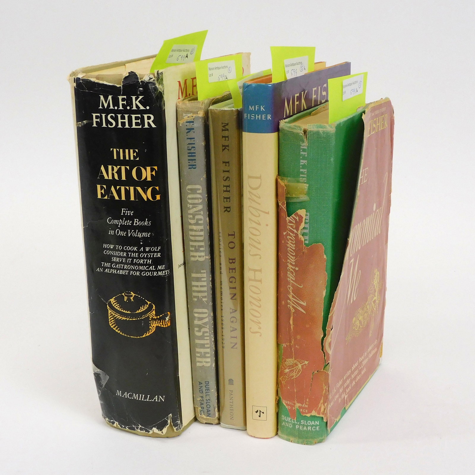(5) books by MFK Fisher, to include: 1) "Dubious: Honors" North Point Press, 1988, 8vo with original dust jacket, good condition. 2) "To Begin Again: Stories and Memories" 1908-1927, first edition, Pantheon Books, San Francisco & New York 1992, 8vo. 