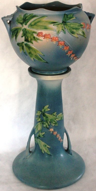 65: 2 PART ROSEVILLE POTTERY JARDINIERE AND PEDESTAL,