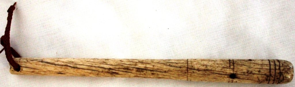 WHALEBONE BLACKJACK, NANTUCKET, COFFIN FAMILY: PROVENANCE, 19TH CENTURY, INCISED TURNED RING CARVING FILLED WITH LEAD, 10 1/4" LONG, SHIPPING RESTRICTED WHERE LOCAL LAWS PROHIBIT