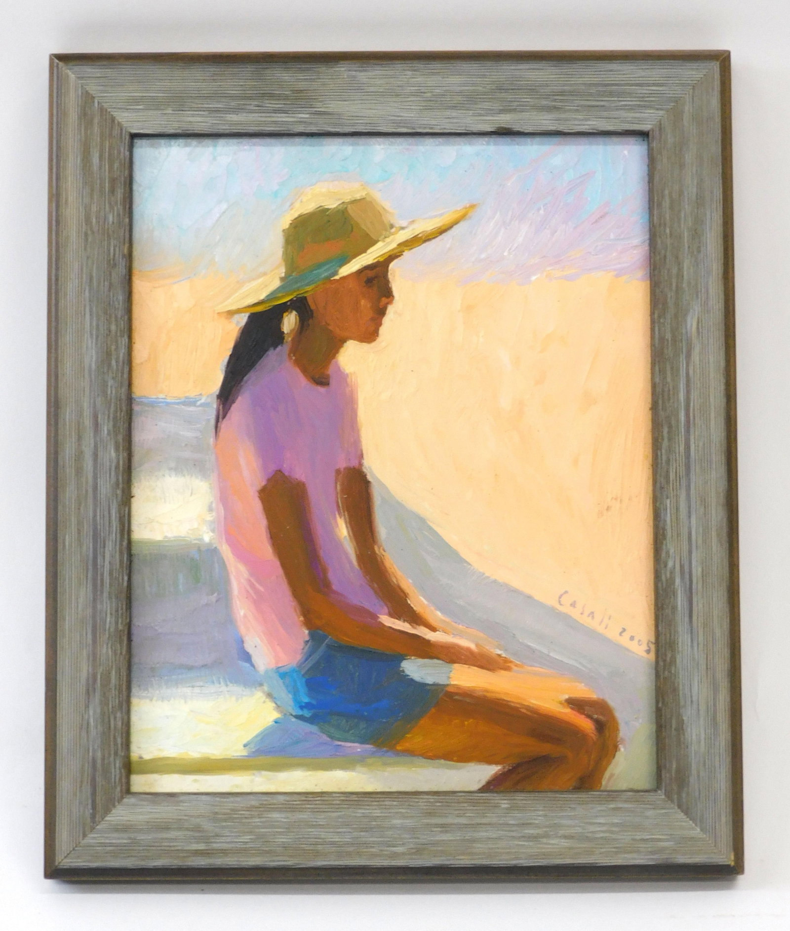 Rick Casali (Maryland Artist, Born 1984): Oil painting on artist board, depicting young woman, signed lower right and dated 2005, sight size 9 1/2” x 7 1/2”, overall with frame 12 1/4” x 10 1/4”.