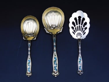 (3) Whiting Sterling And Enameled Pieces.