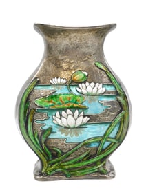 Gorham Enameled Sterling Silver Vase.