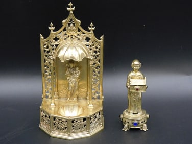(2) Continental Silver Religious Statues,
