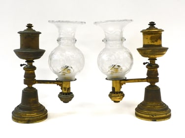 A Pair Of Argand Lamps By John B Jones, Boston.