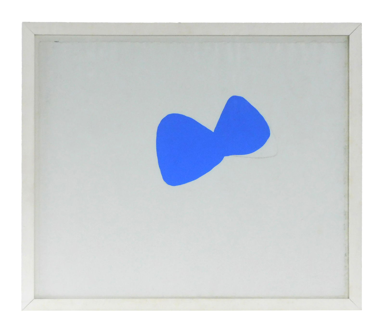 Joel Shapiro, Blue Bowtie: 1970s-80s. Gouache and charcoal drawing, unsigned and framed under glass. 17 1/2" h x 21" w overall 19 7/8" h 23 7/8" w. Good overall condition. From the collection of Doris Lockhart Saatchi.