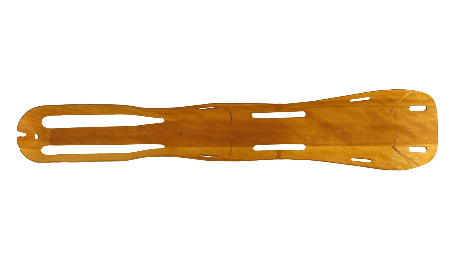 Charles And Ray Eames Leg Splint: 1940s. Model S2-1790 molded plywood. With original labels. 42" h x 8" w 3 1/2" d. Good condition. From the collection of Doris Lockhart Saatchi.