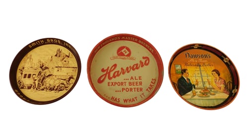 (3) Old Breweriana Litho Tin Trays