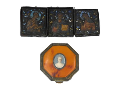 Russian Enamel Religious Folding Tryptic,