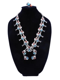 Navajo Silver Squash Blossom Necklace,