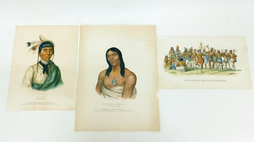 (3) Hand Colored Lithographs