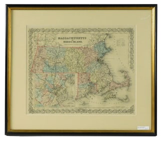 1855 Map Of Massachusetts And Rhode Island