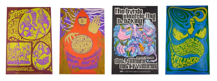 (4) Bill Graham's Fillmore West Concert Posters