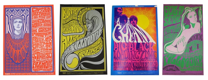 (4) Bill Graham's Fillmore West Concert Posters