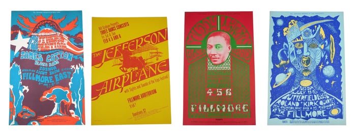 (4)Bill Graham Fillmore East/West Concert Posters