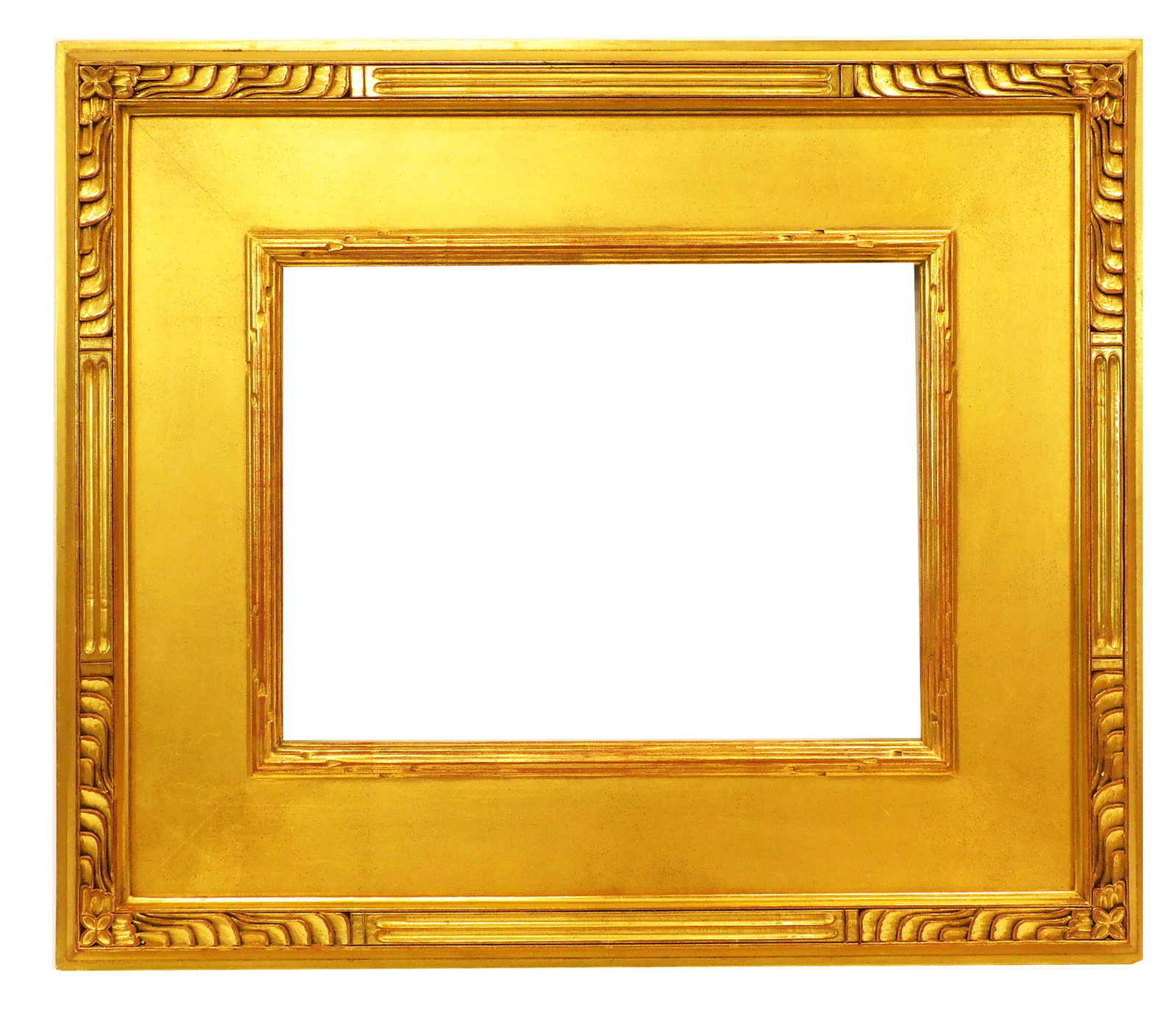 Motyka Arts and Crafts Style Frame: High quality hand-carved and gilded. Sight size: 12 1/2" high x 16 1/4" wide. Frame: 23" high x 26 3/4" wide. Excellent condition.